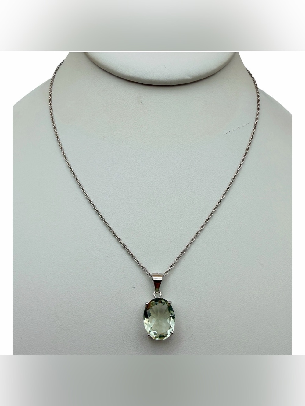 Sterling Silver Necklace Aquarium Gemstone 18” New Old Stock March Birthstone